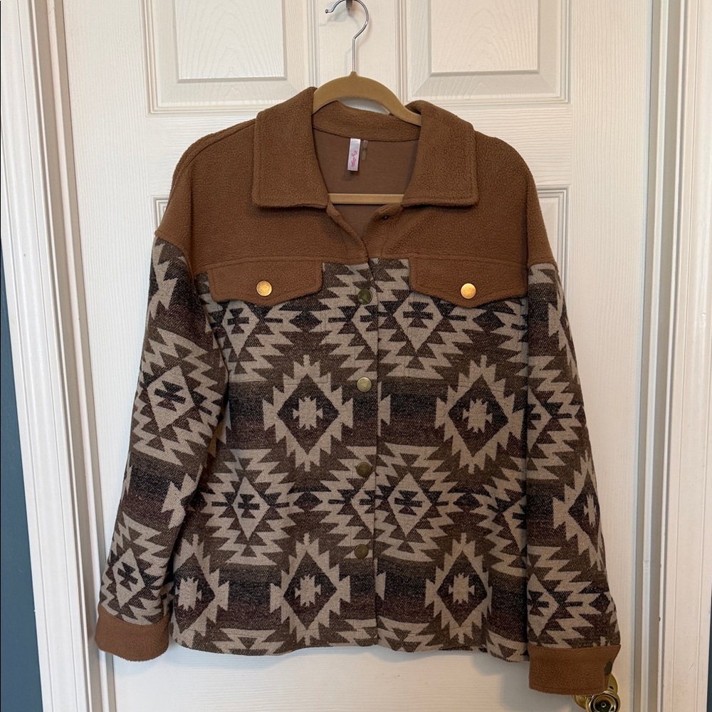My Story Brown and Tan Patterned Jacket